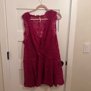 Free People Fuchsia Lace Top